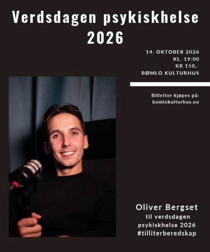 Plakat av Oliver Bergset sitt aarangement i kulturhuset.
