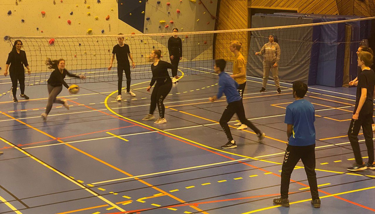 Elevar spelar volleyball